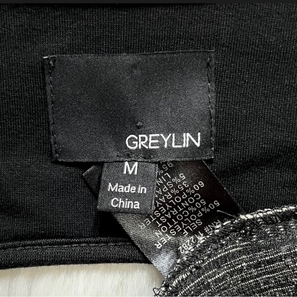 Revolve {Greylin} Black White Jacquard Diamond Sleeveless Skater Tunic Dress - Picture 12 of 14